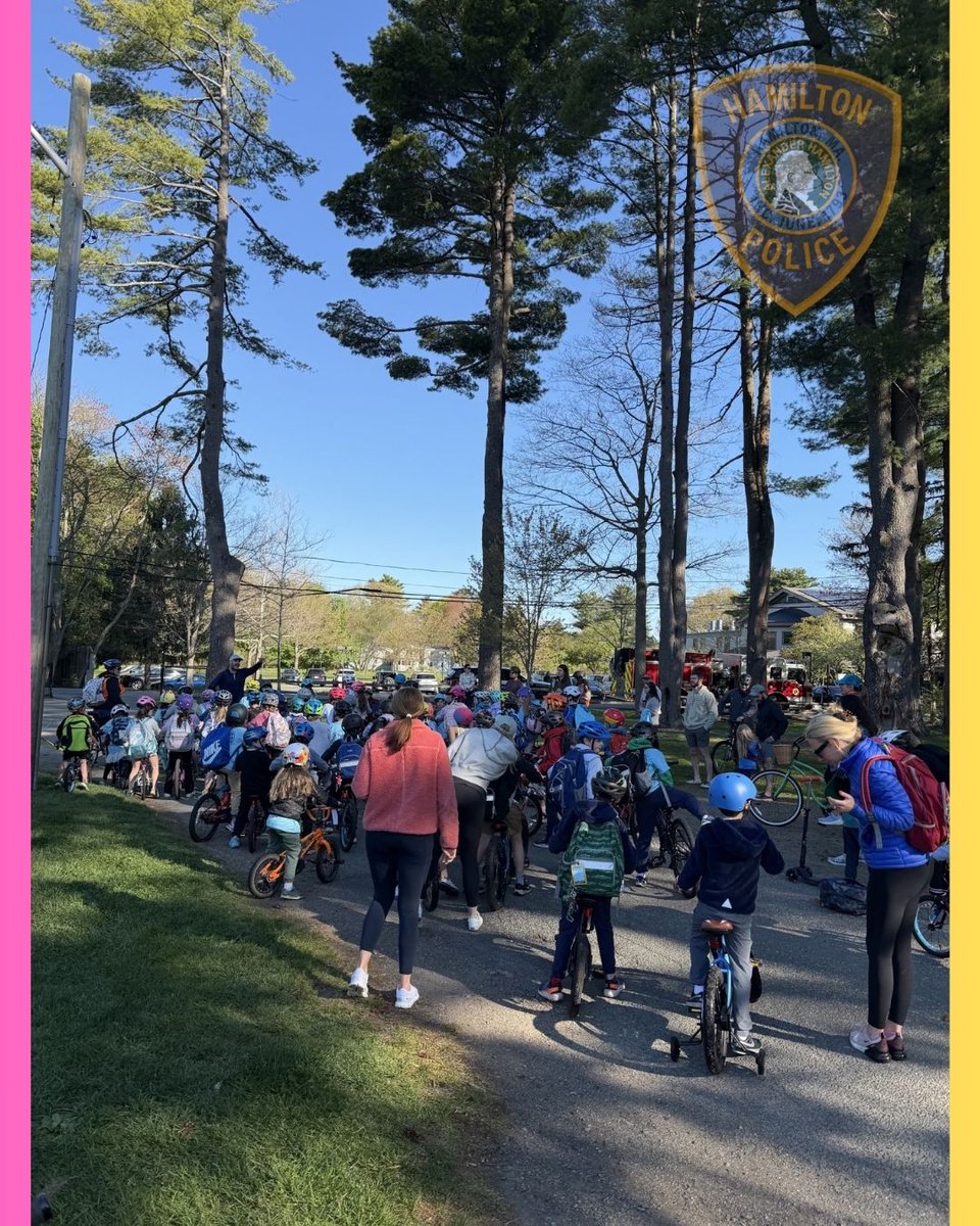 HamiltonMAPD's tweet photo. Today was National Bike to School Day! We had a very enjoyable day thanks to everyone that participated in helping the kids get to school safely. A special thanks to the Hamilton- Wenham Recreation Department for putting this event together. https://t.co/vaDrq4krJC
