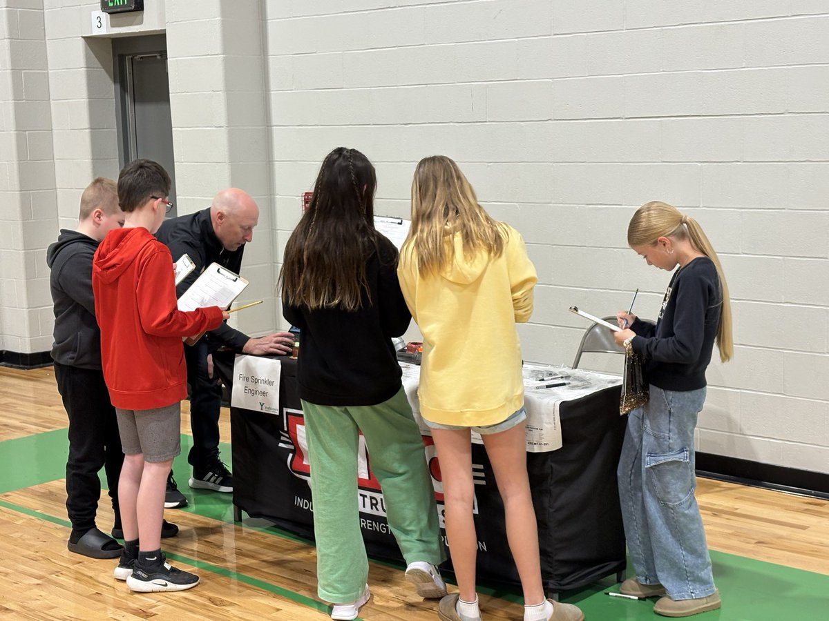 YESVossClass's tweet photo. Good morning to everyone, here are more of our students talking to the Career Professionals today, at our Career Day!  There are learning a lot about the many different Career Opportunities. 😁 https://t.co/xXzGLwLXIa