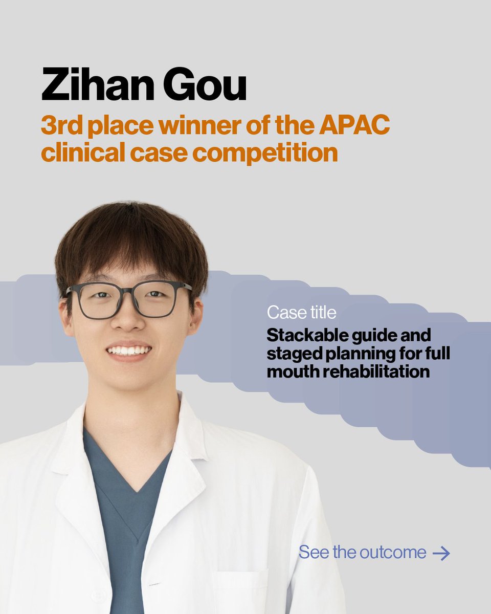 for_org's tweet photo. Congratulations to Dr. Zihan Guo of Beijing Stomatological Hospital on achieving Third Place in the APAC Clinical Case Competition!

Check out the full case now: https://t.co/WkeuaPFmBR

#clinicalcasecompetition #oralrehabilitation #fullarch #restoration https://t.co/3tfixHhcBa