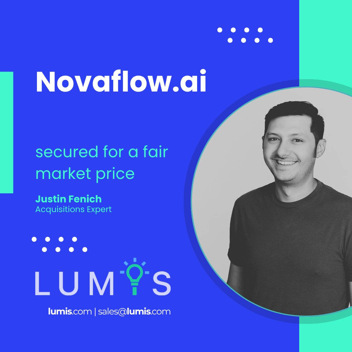 lumis_com's tweet photo. Novaflow·ai has been acquired!

#Lumis https://t.co/5FO8jmB7fd