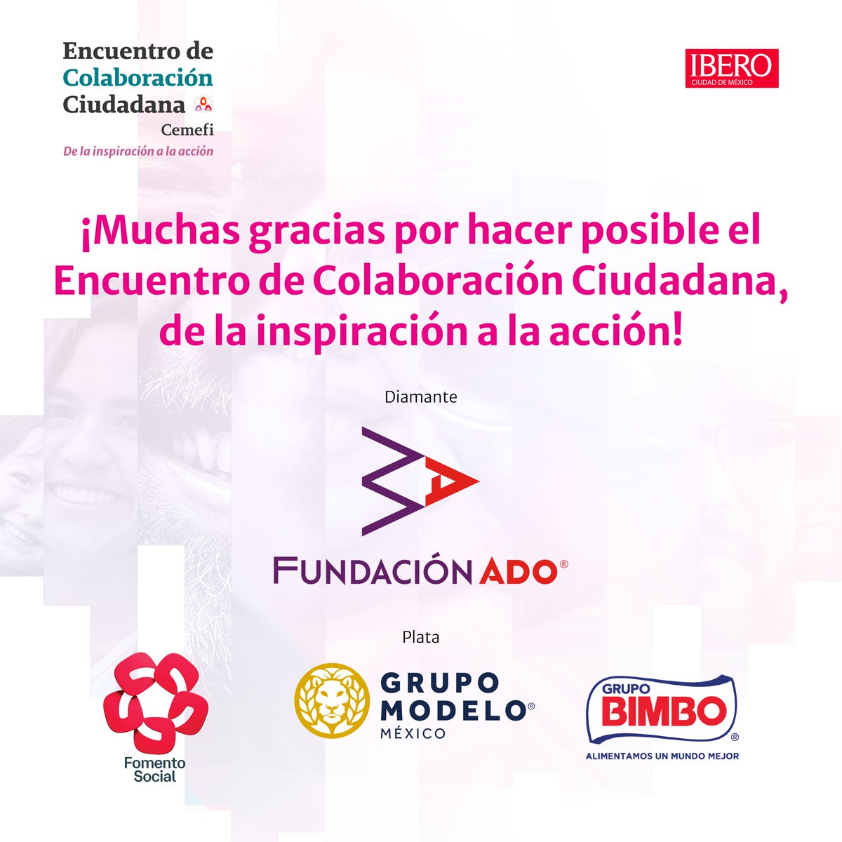 Cemefi's tweet photo. 🙌 Agradecemos a las empresas patrocinadoras, medios aliados del #ECC2026.
Gracias a su compromiso y responsabilidad social, más personas podrán sumarse a la construcción de espacios que impulsen el cambio y nos lleven #DeLaInspiraciónALaAcción en favor de un mejor país. #Cemefi https://t.co/E8Enu7Ehz8