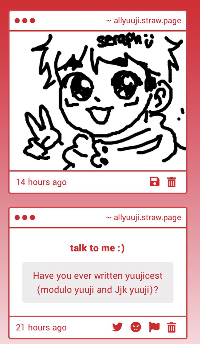 1) tysm for this cute drawing seraph ily 🥹

2) i haven’t yet! idk if i’d be good at writing selfcest 😔