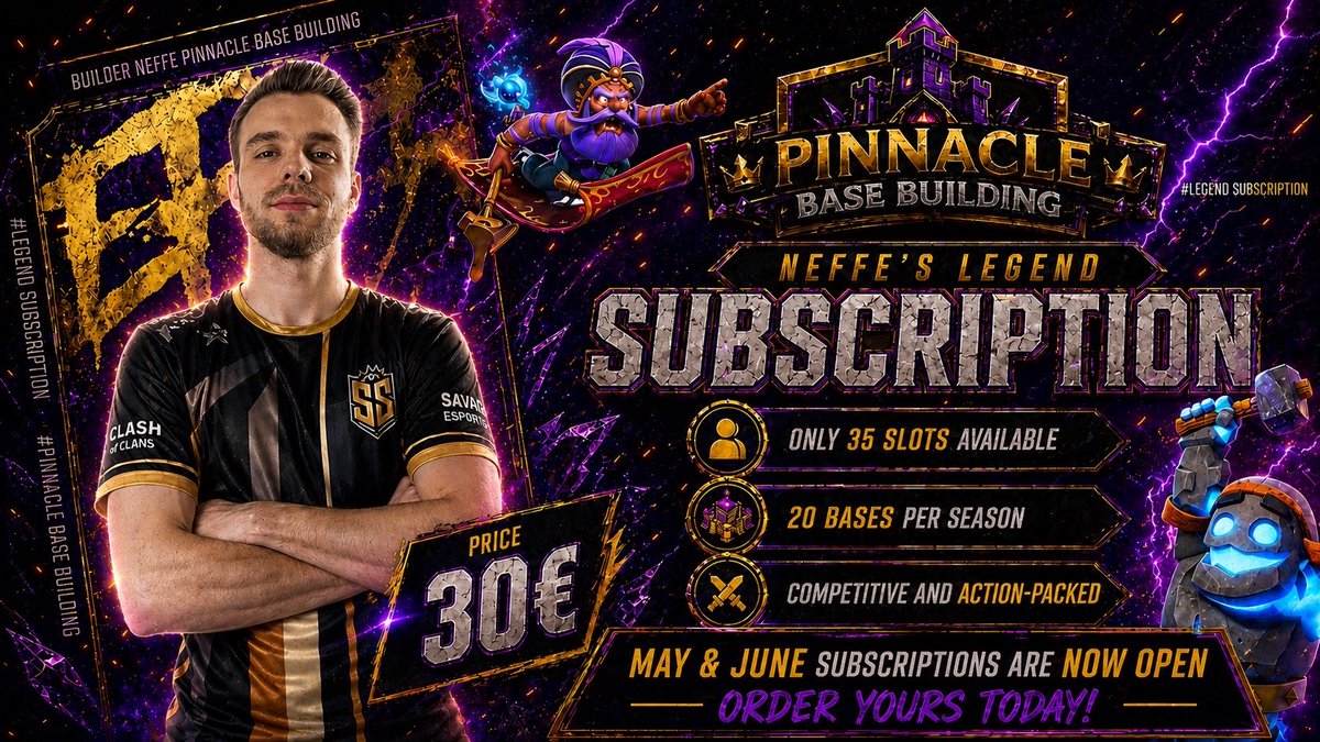 PINNACLEBase's tweet photo. Pre-Sale May/June LL-Subscription by @neffe217 🏆🔥
The new season starting in 10 days, ONLY today 1️⃣0️⃣% off‼️🤩
Join our discord &amp; secure your slot for the upcoming season 🥳🔥
🔗 https://t.co/c7VFTVKz5O https://t.co/kDG53lSuP4