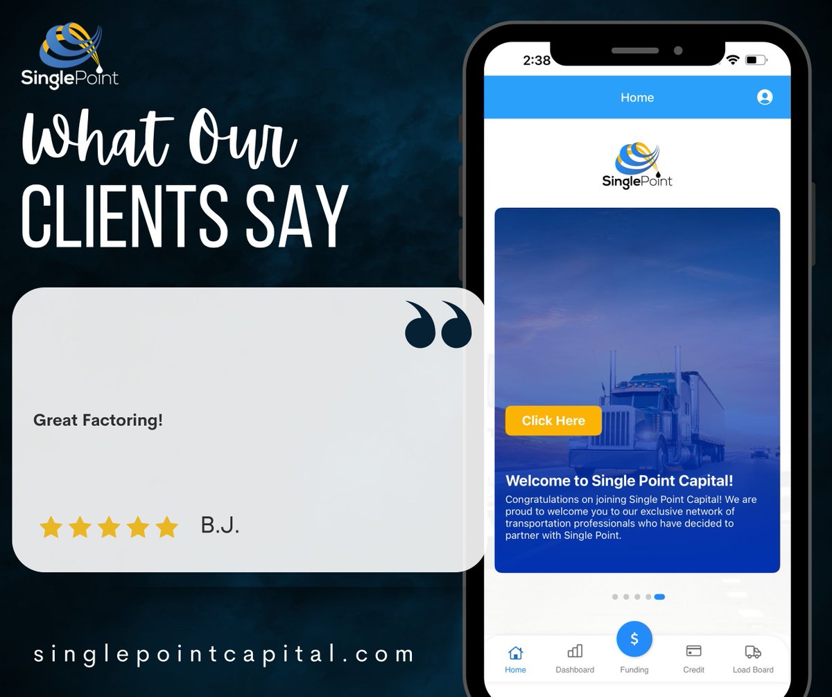 SinglePointCap's tweet photo. Thank you for the great review! We appreciate your trust and support 🙌

#SinglePointCapital #factoring #invoicefactoring #clientreview #testimonial #finance #cashflow https://t.co/upKaHn8bjr