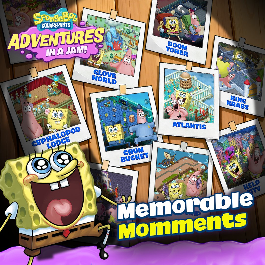 SpongeBobInAJam's tweet photo. Adventures in a Jam! is packed with SpongeBob memories straight from the series 💛

Which location gave you the biggest nostalgia hit? 👀

👇 COMMENT with:
🏝️ Your favorite map
📺 The episode it reminds you of
⭐ Or the SpongeBob moment you wish we added to the game next! https://t.co/NNFMs5ggFC
