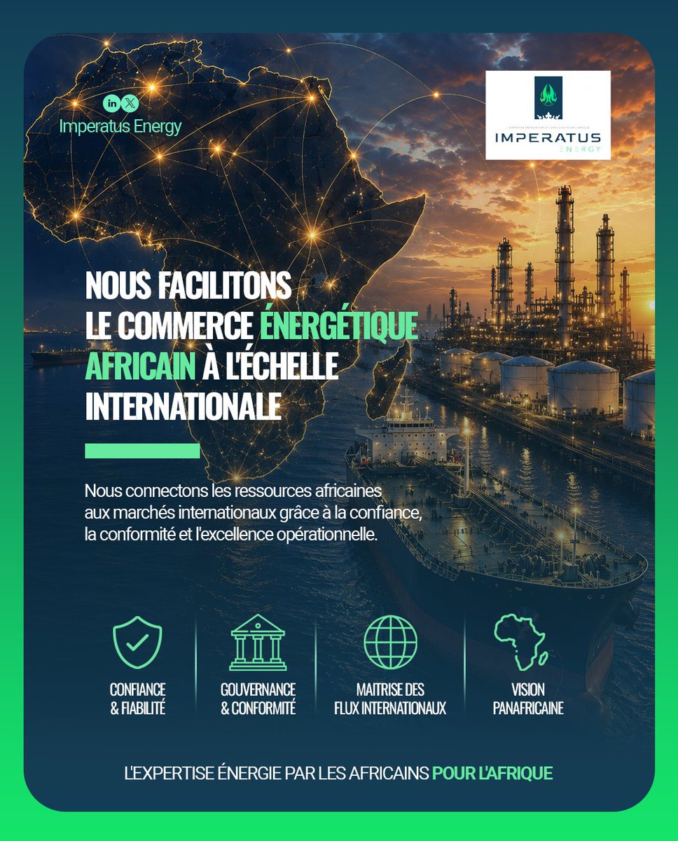 IMPERATUSENERGY's tweet photo. L’avenir énergétique de l’Afrique repose sur des partenariats solides, une vision stratégique et des échanges internationaux structurés.

Imperatus Energy poursuit son engagement au service du développement énergétique africain.

#ImperatusEnergy #Energy #OilAndGas #EnergyTrading https://t.co/cifEv4u1Ho