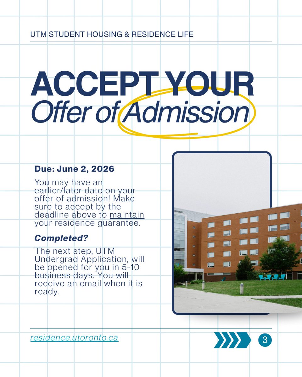 UTMResidence's tweet photo. Here is a guide to help our first year students get all their deadlines completed ✅ 

Questions? Contact our front desk or put them below and we will answer! Please do not put any personal identifying information (ie: Student Number or UTORid). 

#UofTMississauga #UTMResidence https://t.co/zUgnUSjjT9