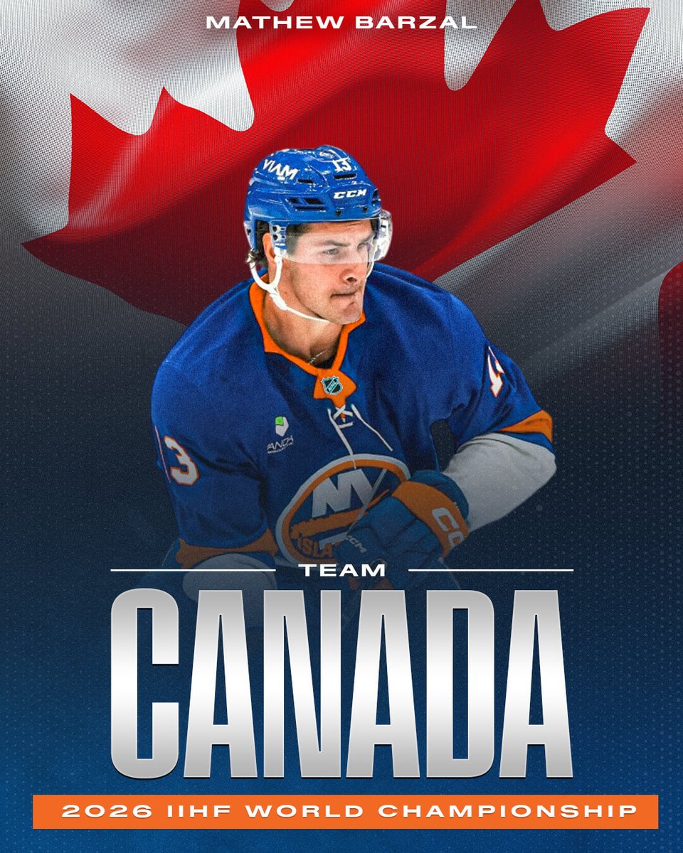 Mat Barzal will join Team Canada at the 2026 IIHF Men’s World Championship in Switzerland!

Read more: bit.ly/4nkePg8