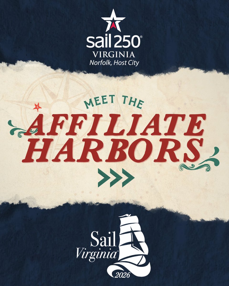 Sail250VA's tweet photo. ‼️Affiliate Harbors Spotlight📍
June 12–14, 2026, Hampton, VA hosts Sail250® Virginia for the Blackbeard Pirate Festival ⚓️ Pirates, music, fireworks &amp; family fun await!
Learn more: https://t.co/fkJ04jOL0U https://t.co/XfVErMoFkE