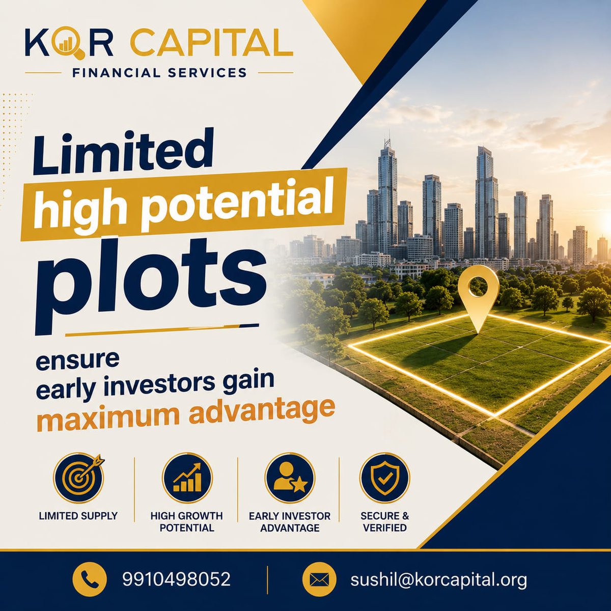 KorCapital's tweet photo. Limited high potential plots ensure early investors gain maximum advantage
9910498052 | sushil@korcapital.org
📍Land In: Jewar Noida And Mathura, Vrindavan
.
.
.
#KorCapital #LandInvestment #WealthGrowth #SecureInvestments #HighGrowthPotential #MoneyProtection https://t.co/XefvQCSFDp