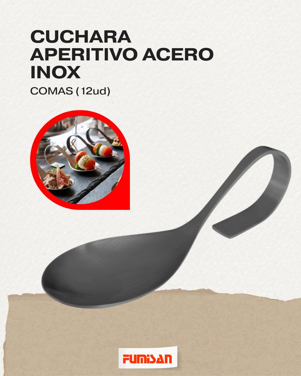 fumisansl's tweet photo. 🥄🖤 Hay aperitivos que merecen una presentación especial.

La cuchara de aperitivo inox Comas BCN en negro es perfecta para servir pequeños bocados con un toque elegante, moderno y muy visual 🥂: https://t.co/AcJ7sj9SKd

#fumisan #hostelería #hoteles #catering #eventos https://t.co/eRzEi5BTSi
