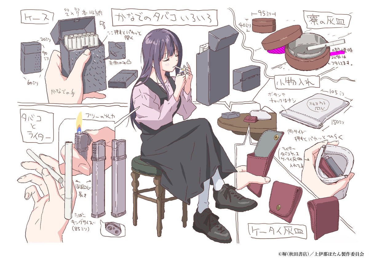 𓈒 𓏸 𓐍  𓂃
　上伊那ぼたん、酔へる姿は百合の花
　　〖第4話〗プロップ設定公開　𓂃 𓈒𓏸

本編で登場したプロップ設定のご紹介🚬

✤ かなでのたばこ
‧┈┈┈┈┈┈┈┈┈┈┈‧
 作画　　：松尾祐輔さん
 色彩設計：伊藤唯さん
‧┈┈┈┈┈┈┈┈┈┈┈‧

＃上伊那ぼたん