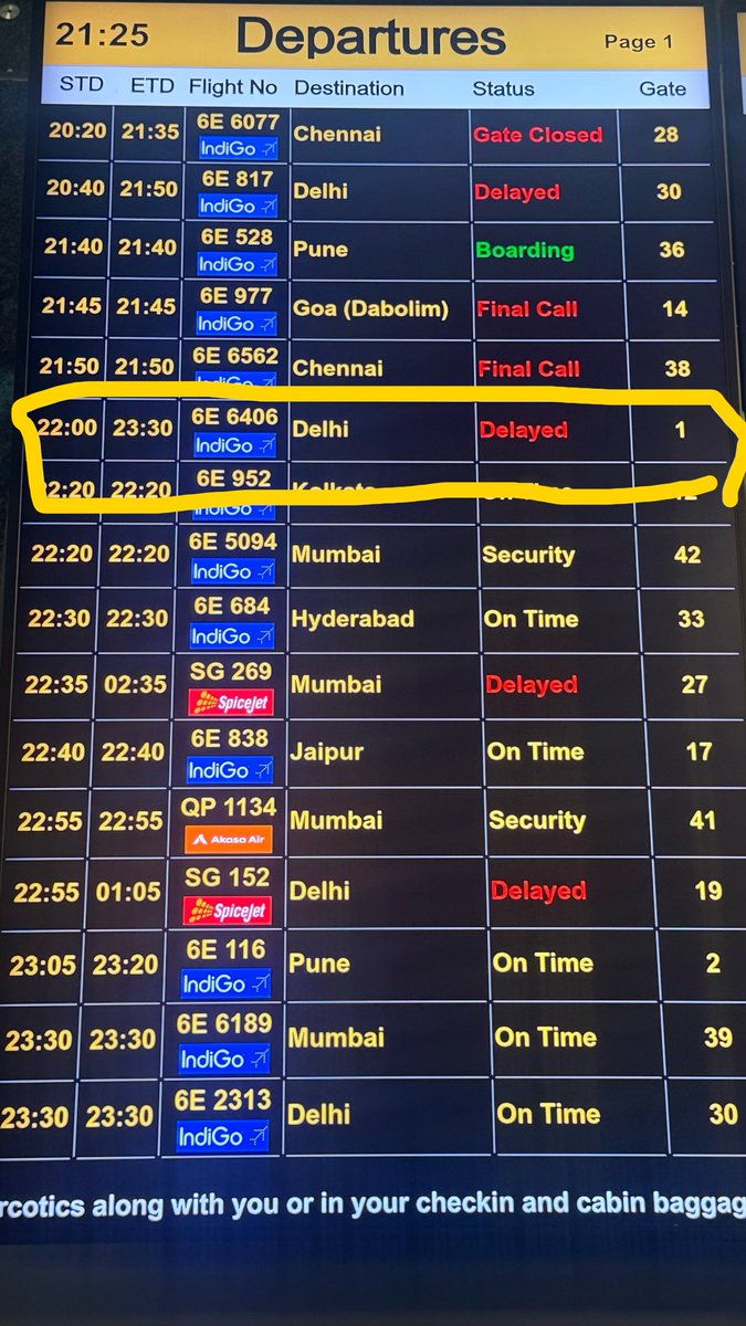 mannojdora's tweet photo. @IndiGo6E @AAI_Official I paid extra to prepone my flight frm 11:30 PM to 10:00 PM to save time. Nw d 10:00 PM flight is dlyd by 90 mins, deftng the entire purpose of the extra payment. Cnflctng info on ur app vs. airport screens is making it worse. I expect a rfnd 4 d change fee https://t.co/oayN1Y6cyr