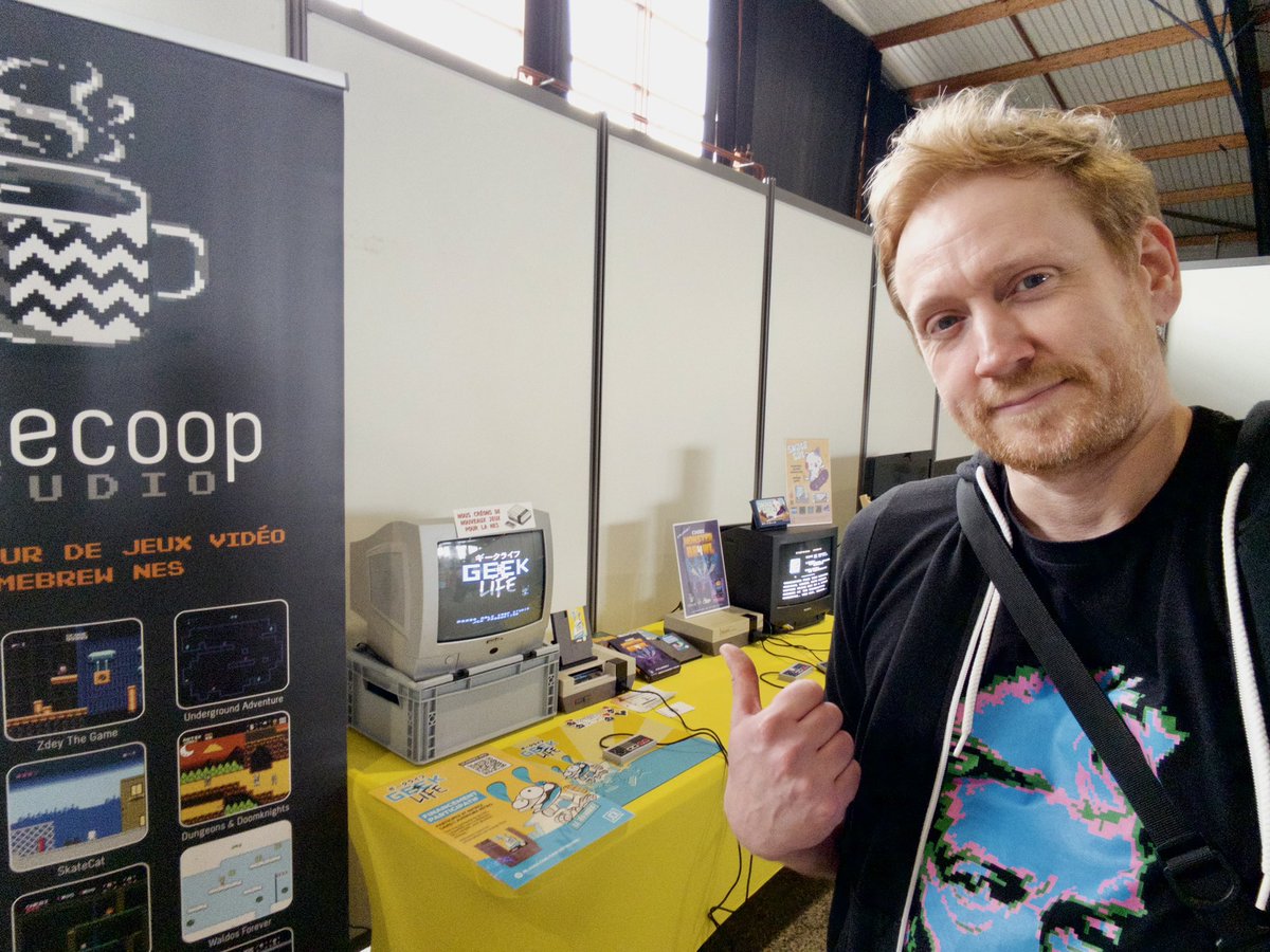 dale_coop's tweet photo. Retrouvez moi tout le week-end ici à Geek Life Lorient !

Venez essayer de nouveaux jeux #NES 

Et surtout découvrir notre jeu Geek Life !

#NES #homebrew #nesdev #NESmaker #indiegames #gamedev #ファミコン #同人ゲーム https://t.co/cFI3zuK1z4