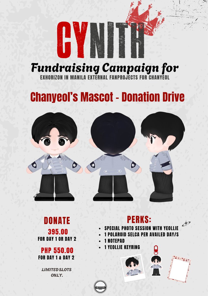Make unforgettable memories with our Prince. Donate and receive special perks from him!

Register here: forms.gle/5JMeBMbBo19Emd…

#EXhOrizonInManila
#CHANYEOL #찬열 #EXO #엑소
