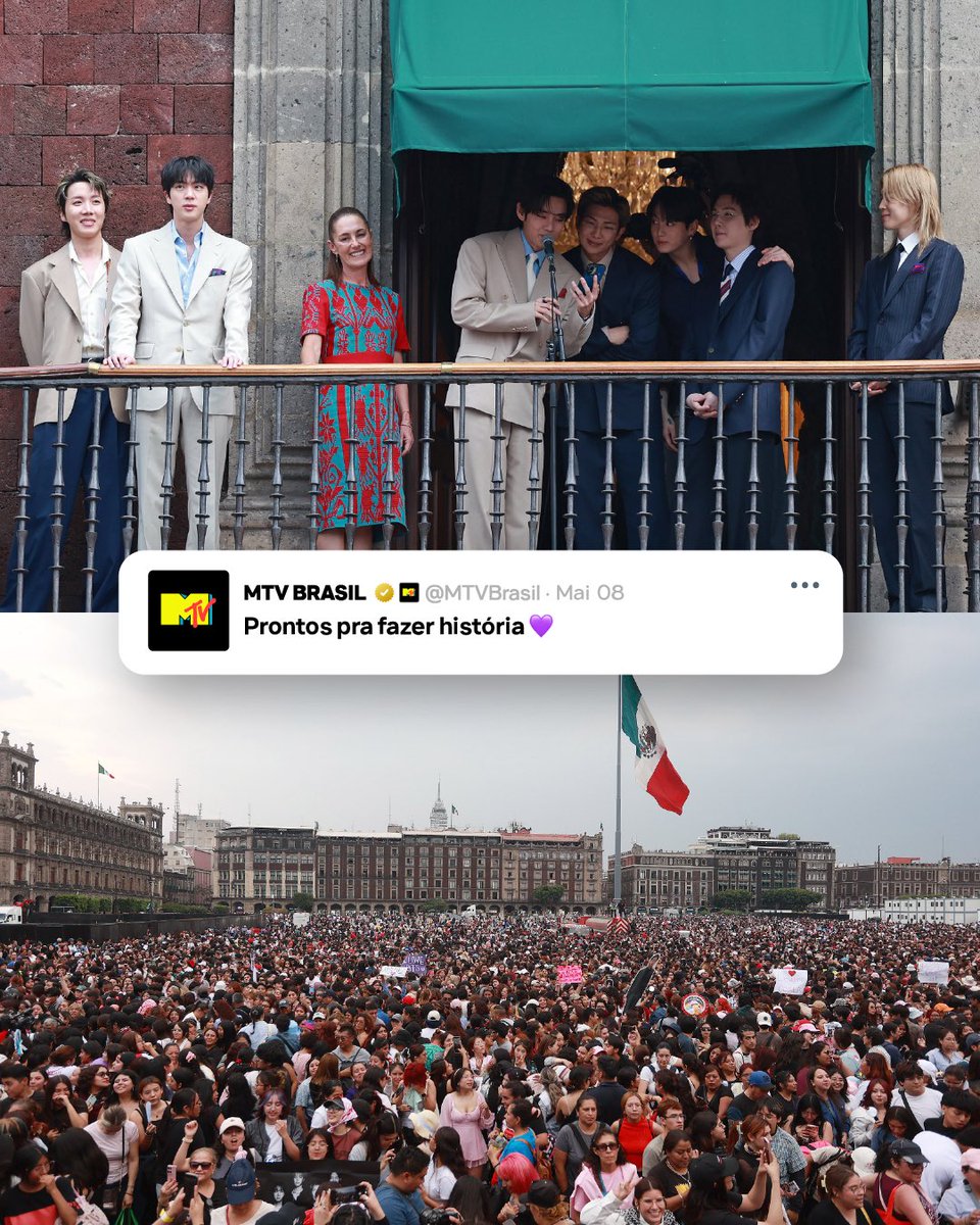 Só mesmo o <a href="/BTS_twt/">방탄소년단</a> pra juntar um público de 50k pessoas pra ouvir eles falarem por 5 minutos 🥹💜 As ARMYs hermanas fizeram HISTÓRIA junto com o BTS 

#MTVMúsica #BTS