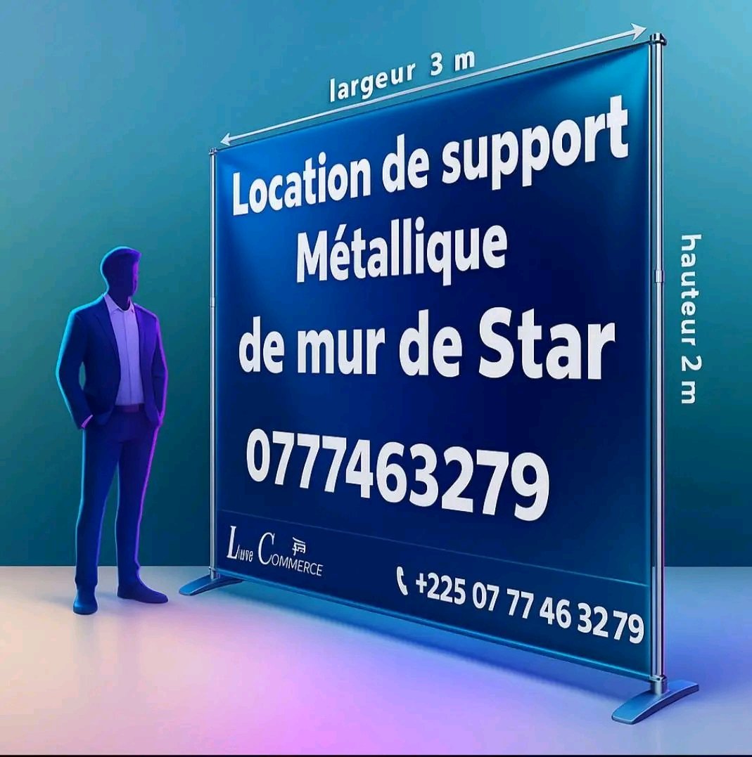 Visuelplus3's tweet photo. *SUPPORT MÉTALLIQUE DE 𝗠𝗨𝗥 𝗗𝗘 𝗦𝗧𝗔𝗥 𝗘𝗡 𝗟𝗢𝗖𝗔𝗧𝗜𝗢𝗡* 

-𝐥𝐞 𝐬𝐮𝐩𝐩𝐨𝐫𝐭 𝐞𝐧 𝐟𝐞𝐫
-𝐥’𝐢𝐧𝐬𝐭𝐚𝐥𝐥𝐚𝐭𝐢𝐨𝐧 𝐝𝐮 𝐦𝐮𝐫
-𝐥𝐞 𝐭𝐫𝐚𝐧𝐬𝐩𝐨𝐫𝐭 𝐝𝐮 𝐦𝐚𝐭𝐞́𝐫𝐢𝐞𝐥 

📞+225 0777463279

 #Abidjan
#Bingerville
 #Support de mur de Star https://t.co/fiHGTSQ632