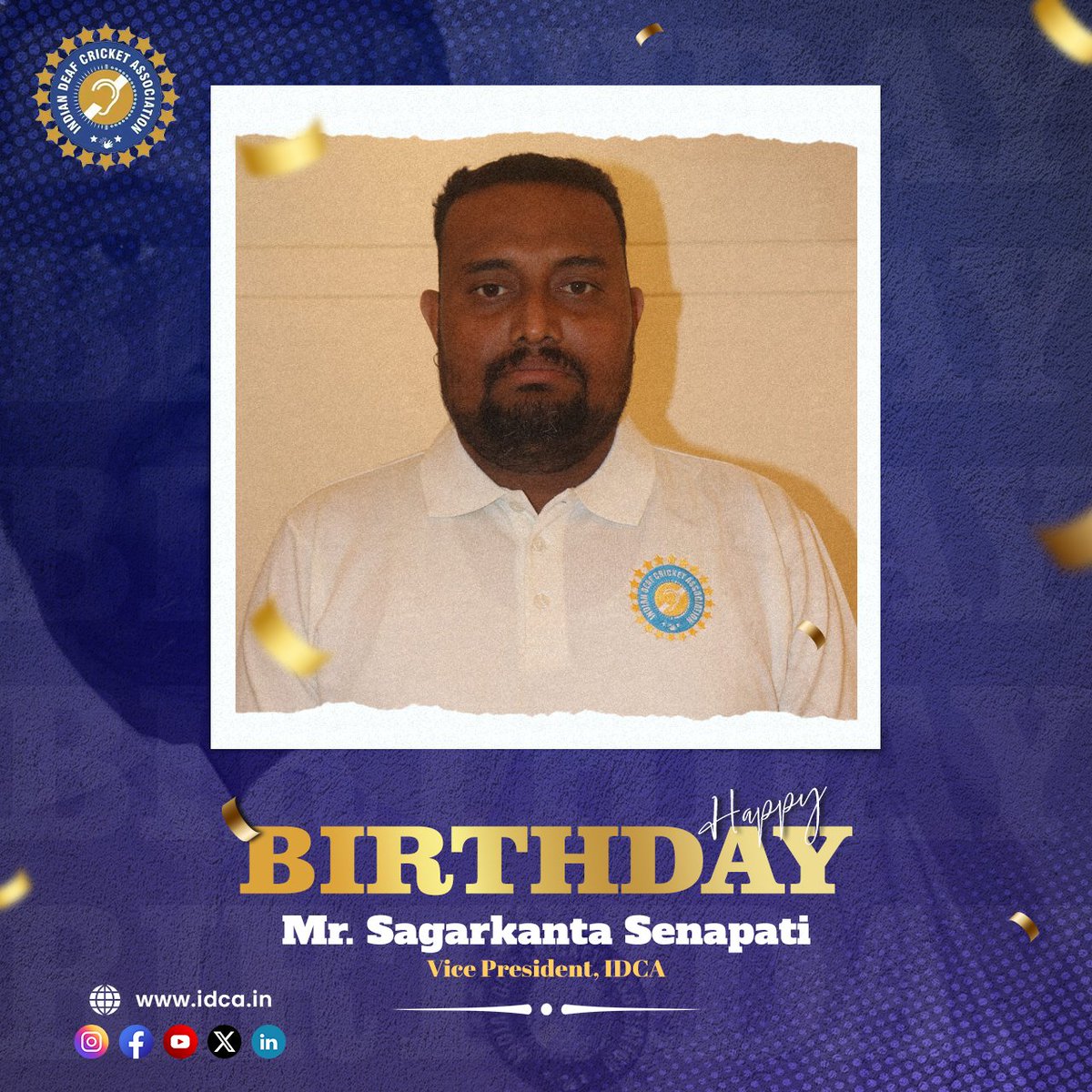 official_idca's tweet photo. 🎂🏏 Happy Birthday, @SagarkantaSena2 !

A leader, a supporter, and a strong pillar of IDCA! 💙
Wishing our respected Vice President endless success, happiness & many more winning moments ahead! 🎉✨
Have a fantastic year ahead!

#happybirthday #idca #deafcricket #birthdaywishes #leadership