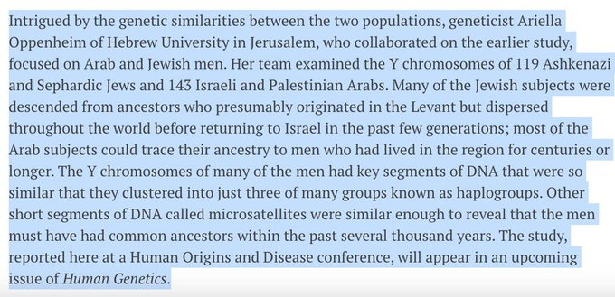 MaxWarnerQ's tweet photo. @ajdraper1012 @nick_matau Jews and palestinians are related https://t.co/xoPxElEqBg