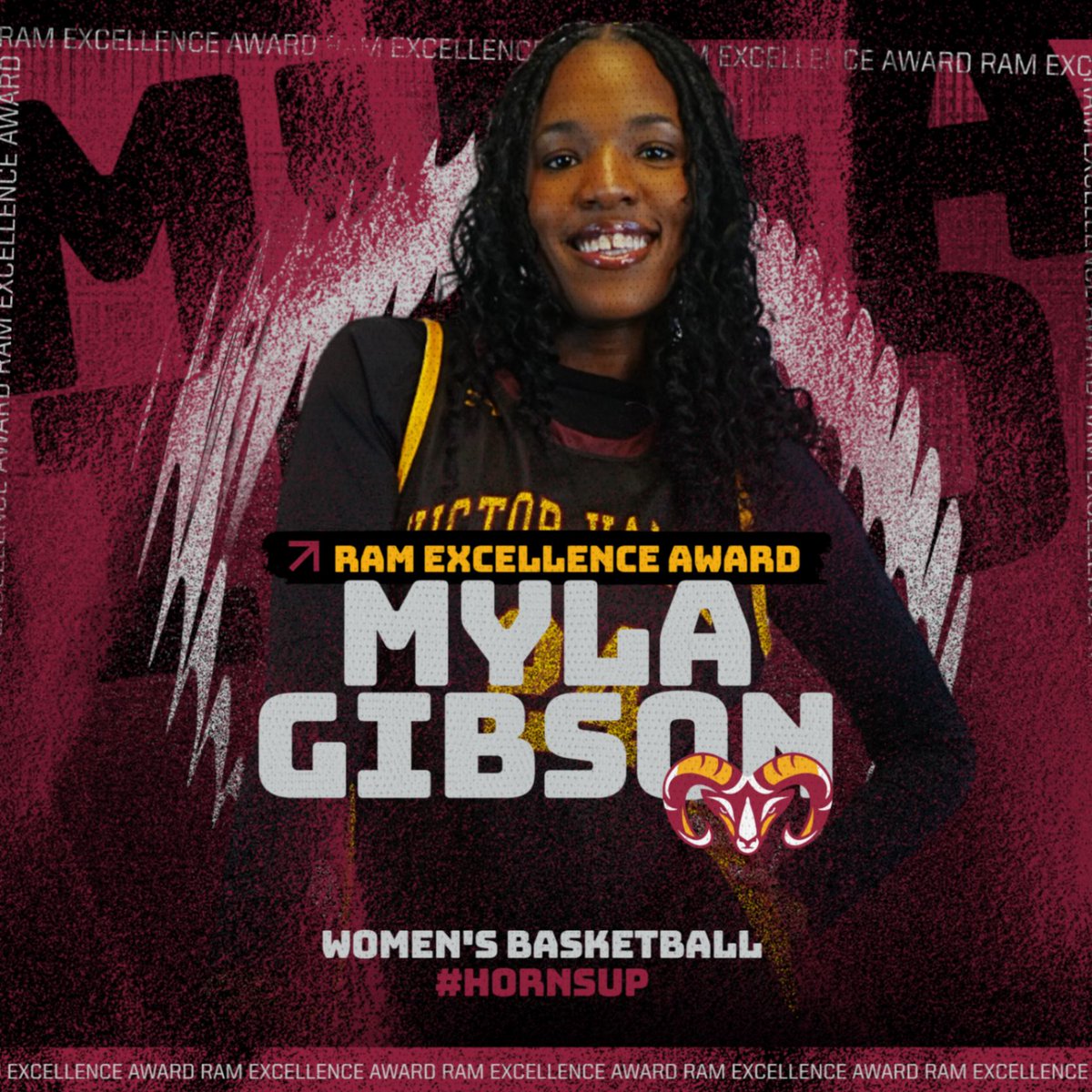 VVC_RAMS's tweet photo. 🏆🐏🏀 Ram Excellence Award
Congratulations to Myla Gibson of Women’s Basketball, your Rams Excellence Award winner.
Recognized for her outstanding performance, leadership, and dedication throughout the season — a well‑deserved honor.
#VVCAthletics #Excellence #HornsUp🤘 https://t.co/6QDTx9VOQb