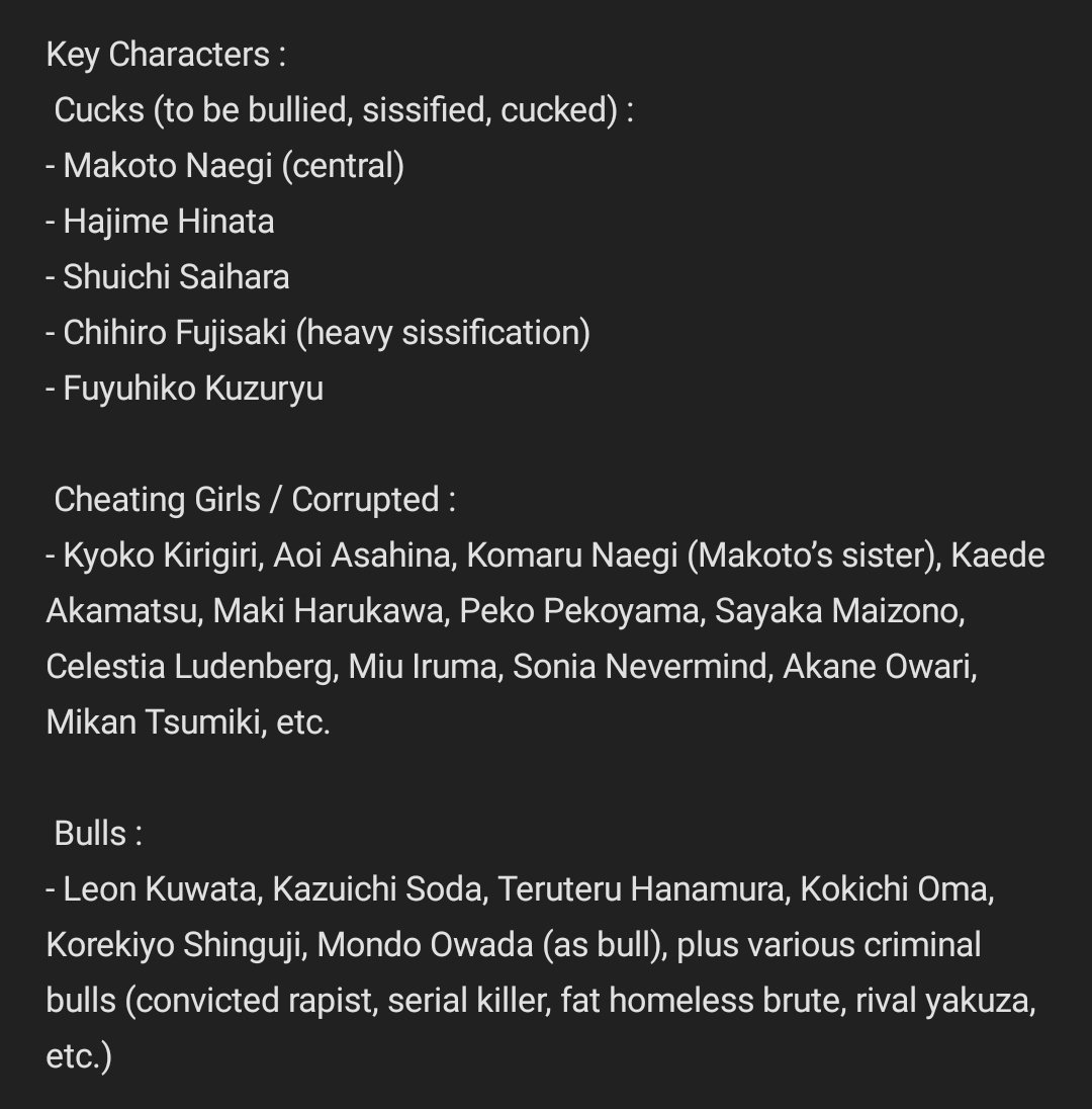 VShulkStudio's tweet photo. I'm sure that the Whoring Cathedral will become many fans favorite location.

Especially if you're fans of the Danganronpa series, and the NTR / Bully Genre.

Junko Enoshima stars as the main orchestrator of this arena, with Dante/Lyra working on the side.
#FreakjakuSoloDev https://t.co/wXJ0cHQGjT