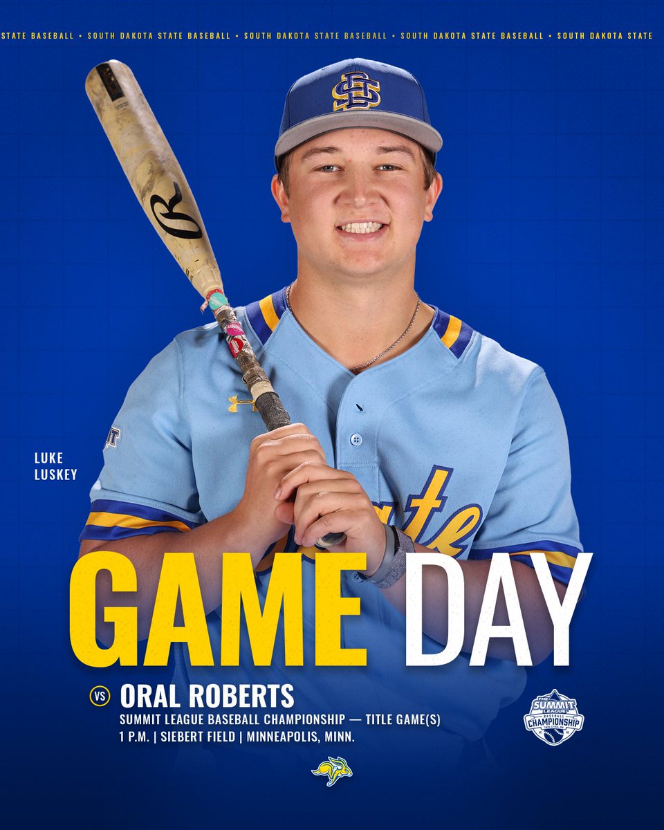 GoJacksBaseball's tweet photo. We play for a championship today

🆚 » Oral Roberts
⏰ » 1 p.m.
🏟️ » Siebert Field | Minneapolis, Minn.
📺 » Summit League Network | https://t.co/XsZeKIN0ck
📻 » KJJQ 910 AM | https://t.co/ycYcDOr8QJ
📊 » https://t.co/ydYJO3tkes

#GoJacks 🐰 https://t.co/EqTTXWCNCO