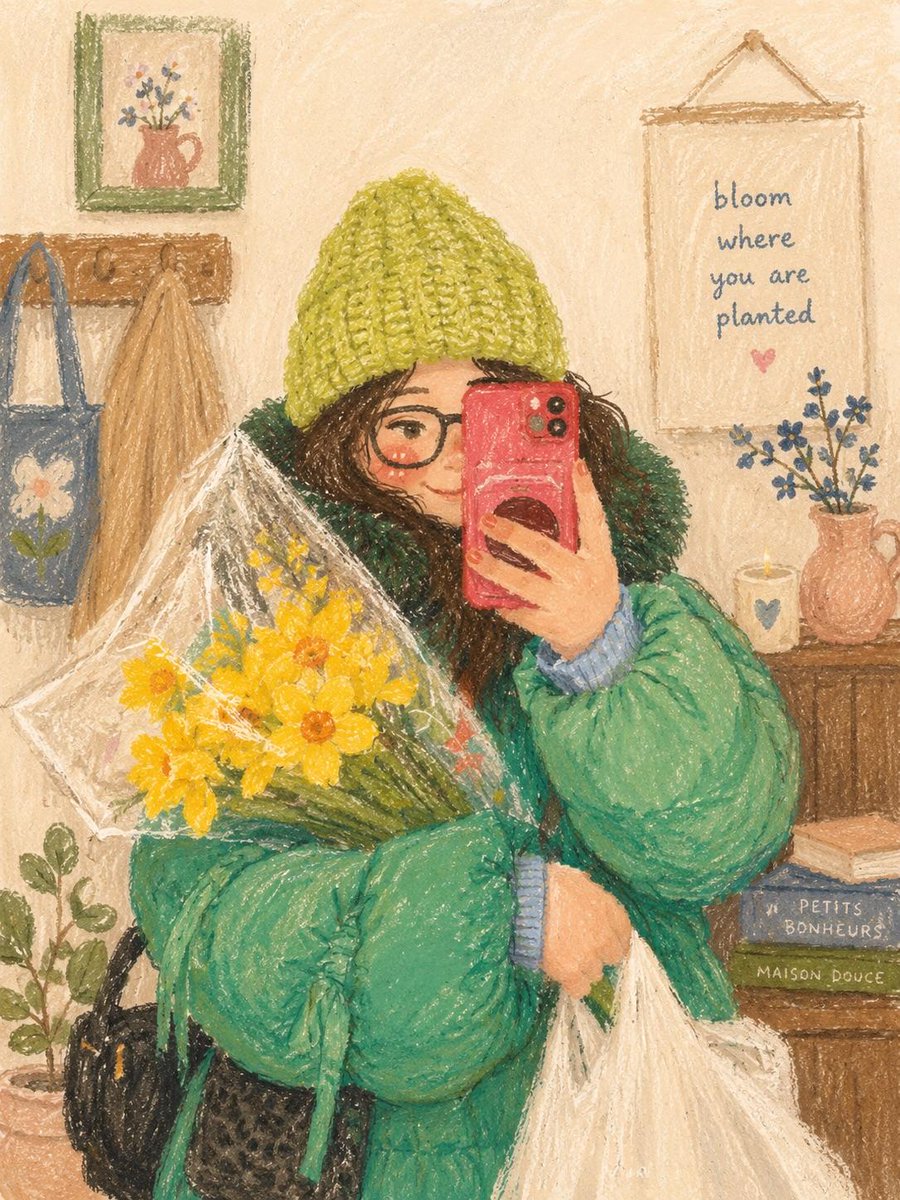 Cozy Oil Pastel Illustration