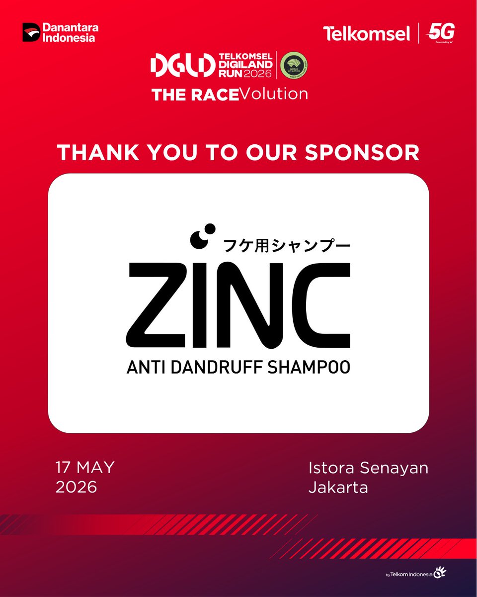 DigilandID's tweet photo. Kolaborasi yang turut menghadirkan energi baru dan cerita yang semakin hidup bagi seluruh runner dan pengunjung. Terima kasih kepada seluruh sponsor yang telah mendukung Digiland 2026.

Bersama Telkomsel 5G+AI, kolaborasi ini juga menciptakan lebih banyak koneksi, interaksi, dan momen.
#TelkomselDigilandRun2026 #TheRacevolution #Telkomsel5G #DekatnyaNyataPintarnyaTerasa