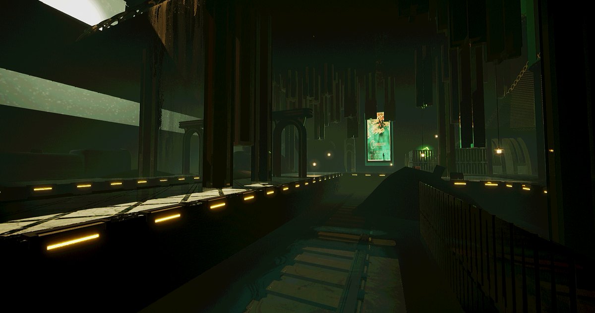 artdron's tweet photo. The first mission of #HEARTRENDER starts inside an abandoned, partially flooded slipstation near a magical library. No one knows why places like these just... show up inside the Null, sometimes. But they do.

#indiedev #screenshotsaturday #immersivesim #madeinUnreal https://t.co/Xve2pvInl9