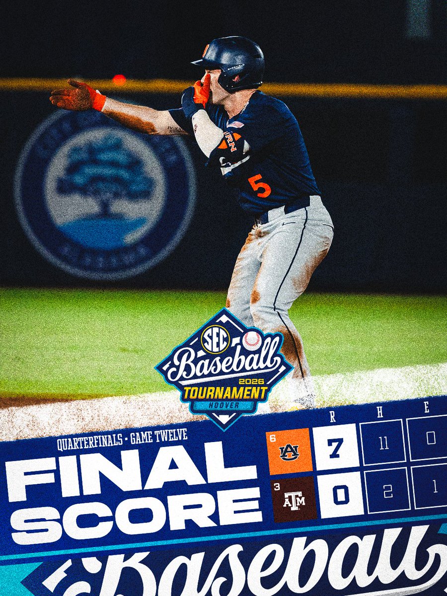 SEC's tweet photo. SHUTOUT COMPLETE ✔️ SEMIS NEXT ⏭️

No. 6 Auburn is headed to the SEC Semifinals for the first time since 2003!
 
@AuburnBaseball x #SECTourney https://t.co/gPjCC8MUZM