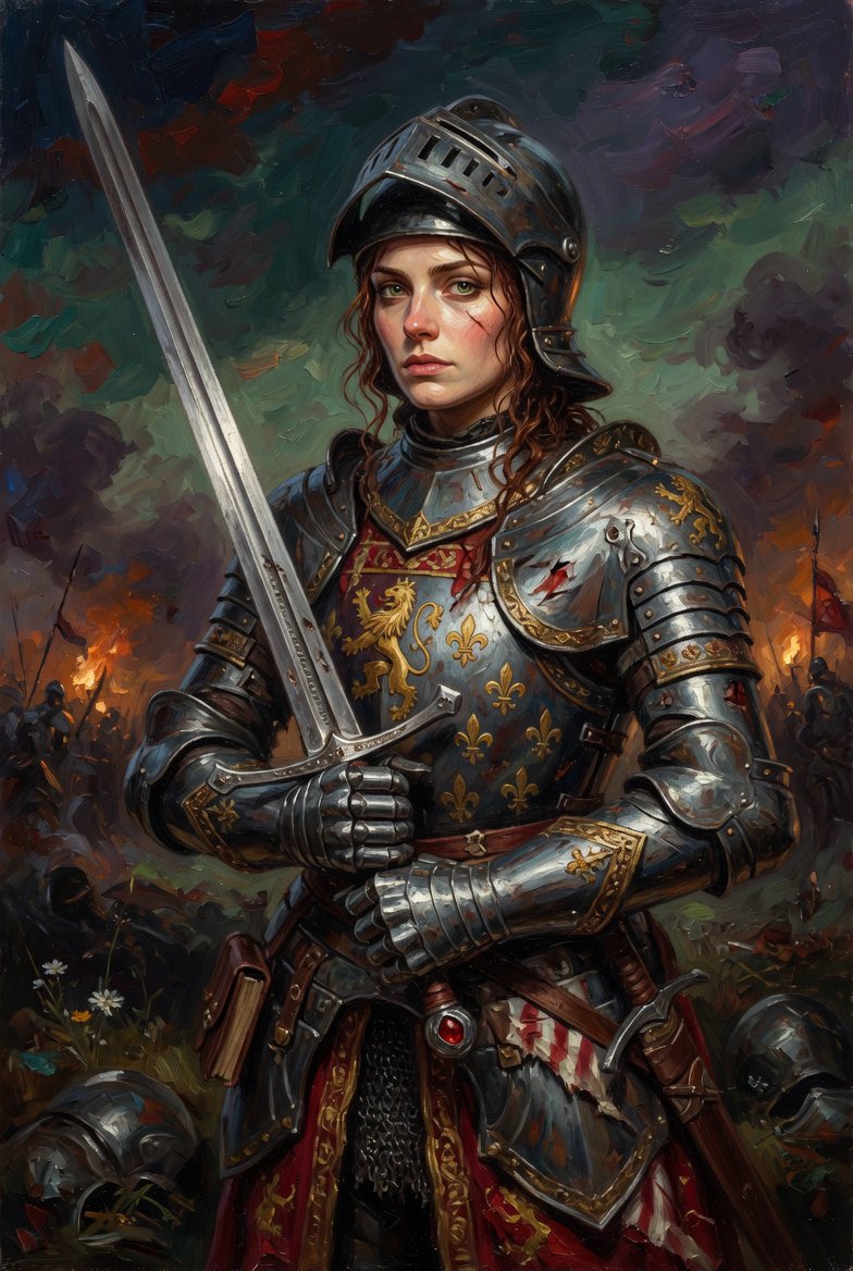 GA0AI's tweet photo. Steel and fire. Grace and fury.
This battle-hardened knight stands ready. ⚔️
#FemaleKnight #WarriorWoman #FantasyArt #KnightErrant #AI https://t.co/euLi5FdQtz