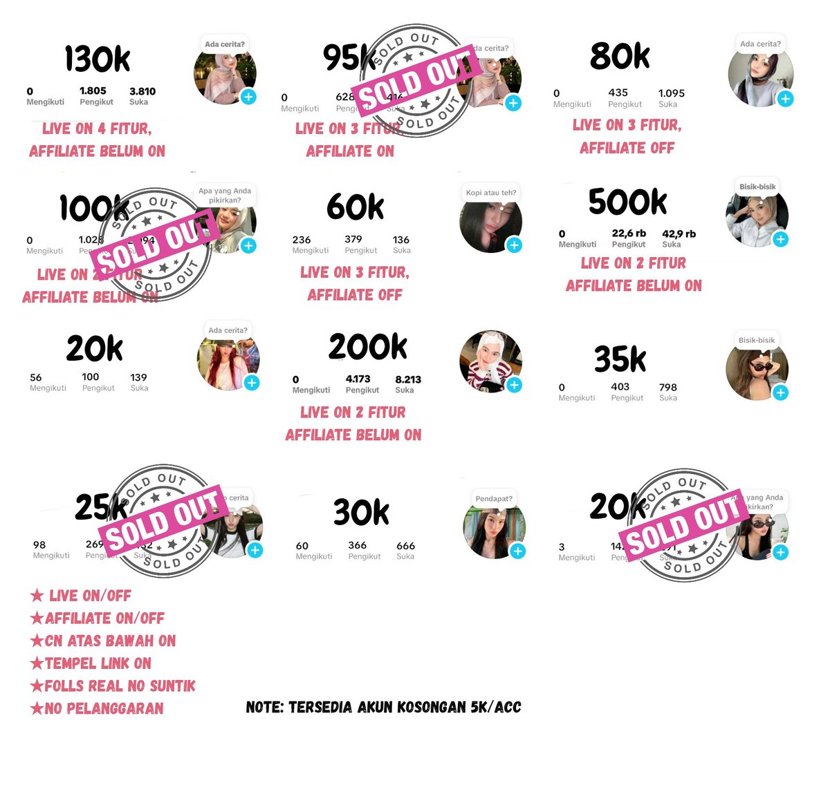 pibistyle's tweet photo. wts wtb need acc jual beli akun tiktok #zonauang https://t.co/Yua4Oa78F4