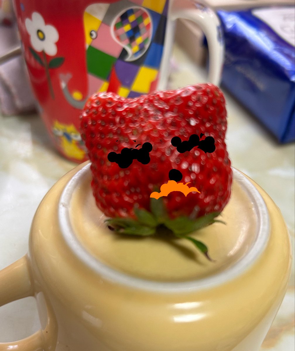 いちご🍓 よ〜く見ると猫ちゃん… (=´∇｀=)にゃん