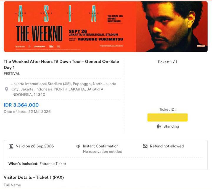 chaechagiya's tweet photo. WTS the Weeknd after hours till dawn tour Festival 1 tix Day 1, no fee yaa harga normal aja https://t.co/vjz1PwhDGf