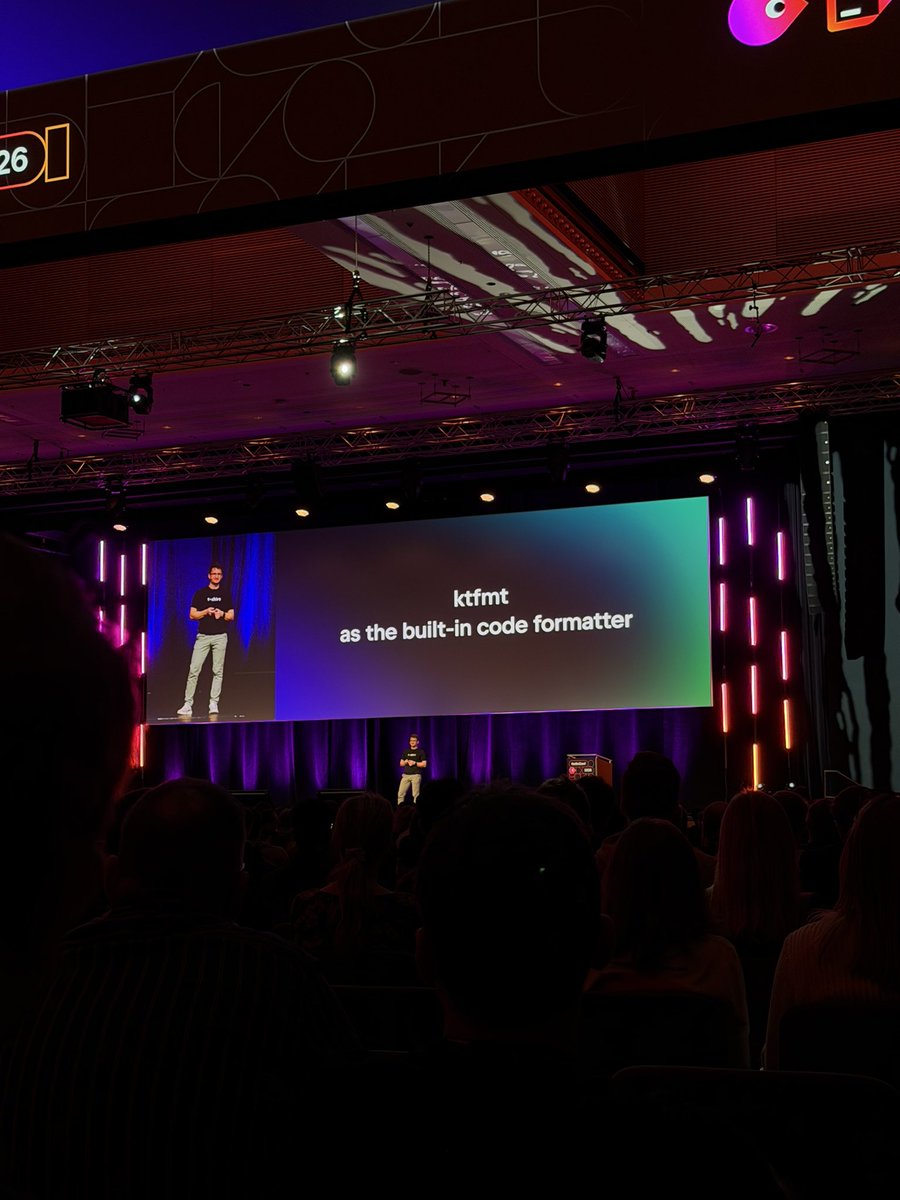 itsandreramon's tweet photo. ktfmt to become the default formatter for kotlin #KotlinConf https://t.co/BGhPxG7zgB