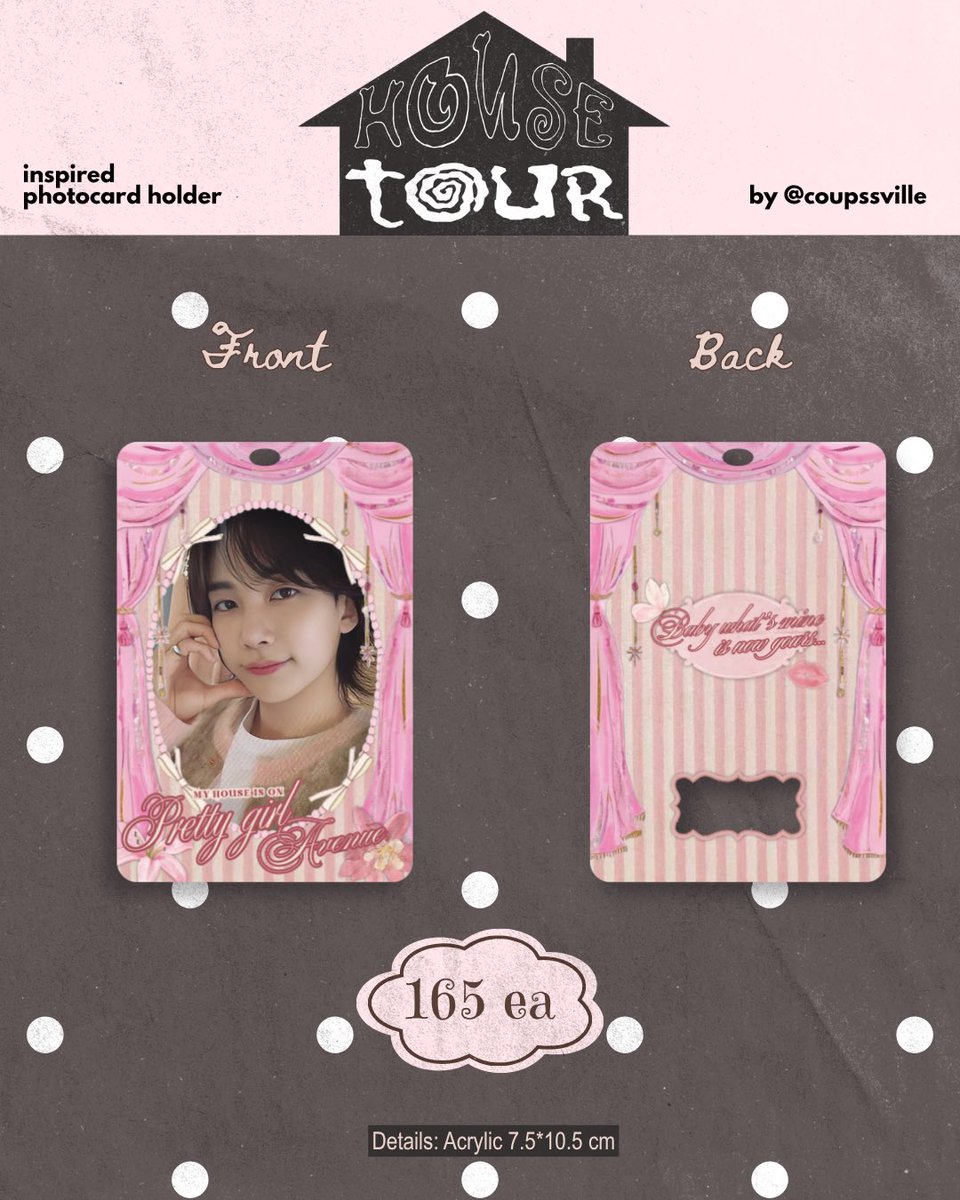 coupssville's tweet photo. 𝓗ouse Tour inspired photocard holder .ೃ࿔ ⌂*:･
⌗ pre-order ﹒﹒﹒ now open .ᐟ

doo &amp; dop
⤷ once all the slots are taken ⋆.˚

› first 4 buyers will get button pins ٠࣪⭑
› first 3 buyers will get sticker sheet ٠࣪⭑

order here ಄ ⋆.˚
https://t.co/71vpo0VbTZ ⊹ ࣪ ˖ ໒꒱ https://t.co/7I57wmeps5