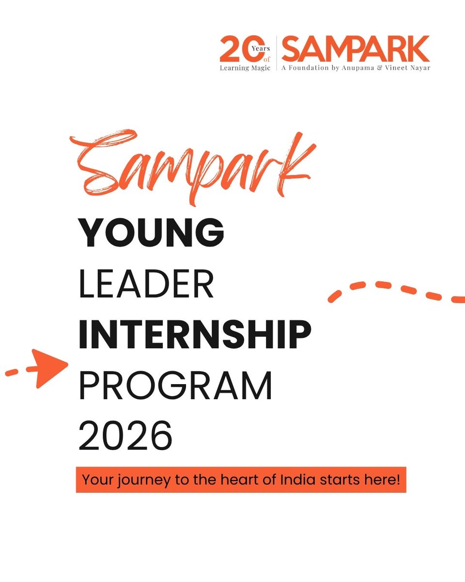 Samparkorg's tweet photo. Looking for real ground-level experience and a chance to contribute to a larger purpose? 
Introducing the Sampark Young Leader Internship Program 2026, an opportunity to work at the grassroots, drive real change in government schools, and grow both personally and professionally.

✔ Internship certificate
✔ Learn new skills
✔ Gain experience in working with government schools
✔ Become a part of Team Sampark

If you’re passionate about education, community development, and leadership then this is the internship for you.

Apply now: https://t.co/A5xsm9X3Sh

#SamparkFoundation #youngleaderprogram #internshipopportunity