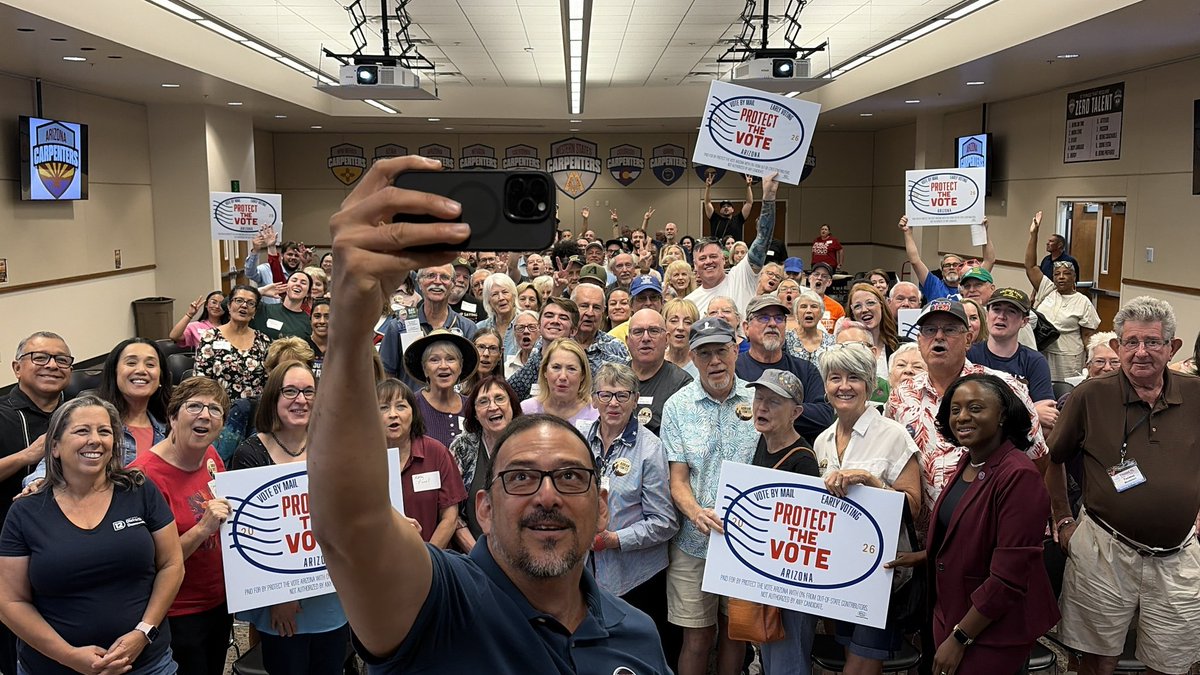 Adrian_Fontes's tweet photo. Incredible rally tonight for @PTV_Arizona with folks in person and across the state. Sign those petitions Arizona and let’s protect vote by mail in November! https://t.co/uBHOBUDjkM