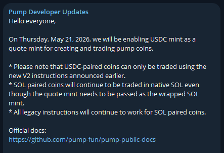 meme_wzrd's tweet photo. Today @Pumpfun plans to enable $USDC paired coins

Despite that, there are already USDC BondingCurve coins live

The first one appears to be $test 
7mVJUNhLEPBTE9XBbb4yzGxpExacxvub7K6bm5bETBPk
NFA DYOR

Looks like @Pumpfun is fading $SOL and the crypto market while rotating toward stablecoins

So today we’re waiting for trading terminal errors, failed buys and sells, and all the other fun that comes with it