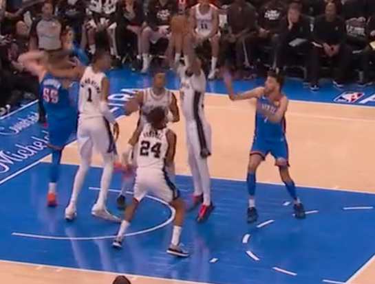 MailManLockz's tweet photo. “An individual rebound is credited each time a player retrieves a live ball or purposely taps a live ball to a teammate immediately following a missed field goal attempt."

Wemby is such an alien, he has eyes in the back of his head, I guess, and every time he touches the ball it's a "control tip"🤷‍♂️

The NBA Wemby rebound agenda must be stopped.