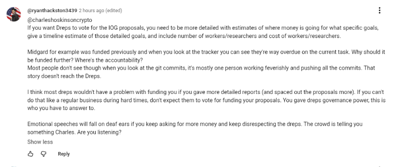 thackston_ryan's tweet photo. @IOHK_Charles @IOHK_Charles I'm shadow banned on youtube but I left a comment on your video that doesn't show up outside my account https://t.co/Pt1uroUJSJ