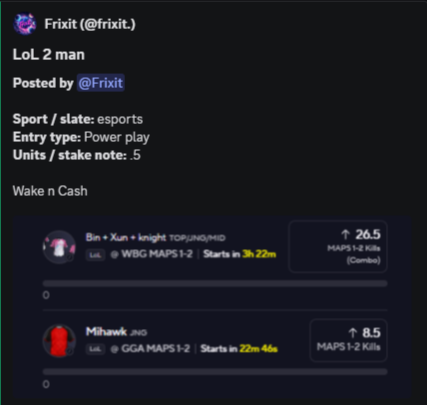 Frixit_'s tweet photo. 2 power 2s for #esports Lets cash these🤞🎰

Like and Follow for more #free plays 

#prizepicks #Gambling𝕏 https://t.co/PtuFfmsvOS