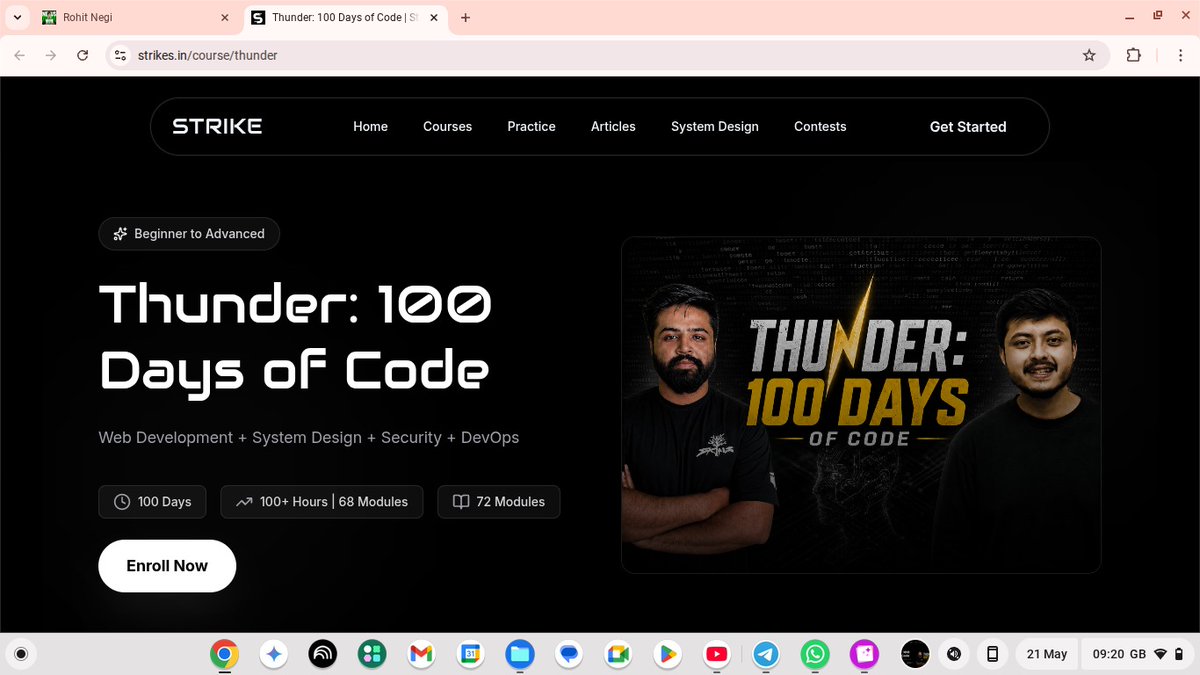 “Excited to start my journey with STRIKE Thunder: 100 Days of Code 🚀 ...