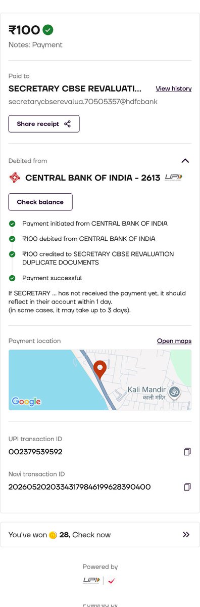 _mr_kartik_7's tweet photo. Dear @cbseindia29, I paid my exam fee 24 hours ago and money was deducted, but the portal still shows 'Payment Failed'. Deadline is near, please help fix this status issue ASAP.
#CBSE #CBSEExam2026 #FAILOSM #ROLLBACKOSM https://t.co/U2HAH9wKEq