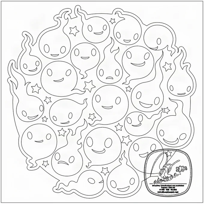 Tシャツにしたいお化け玉 Adobe Illustrator 作りはシンプルなので、アウトラインもシンプルです。