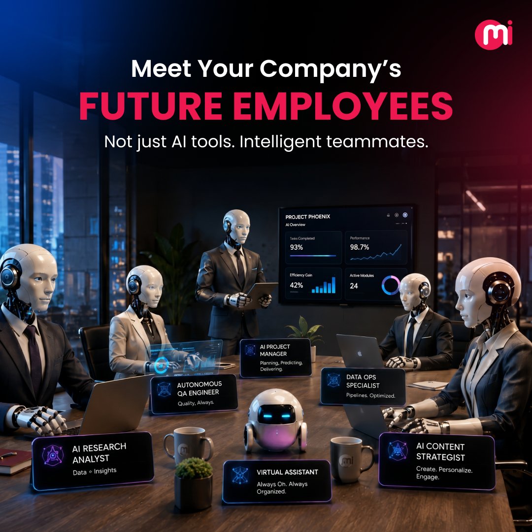 Mindinventory's tweet photo. Your next employee might not ask for a desk.

Or coffee breaks.

Or even sleep.

At MindInventory, we help enterprises build AI-powered systems designed to scale productivity, intelligence, and decision-making for the future of work.

#ArtificialIntelligence #FutureOfWork #AI https://t.co/mymSmqV74C