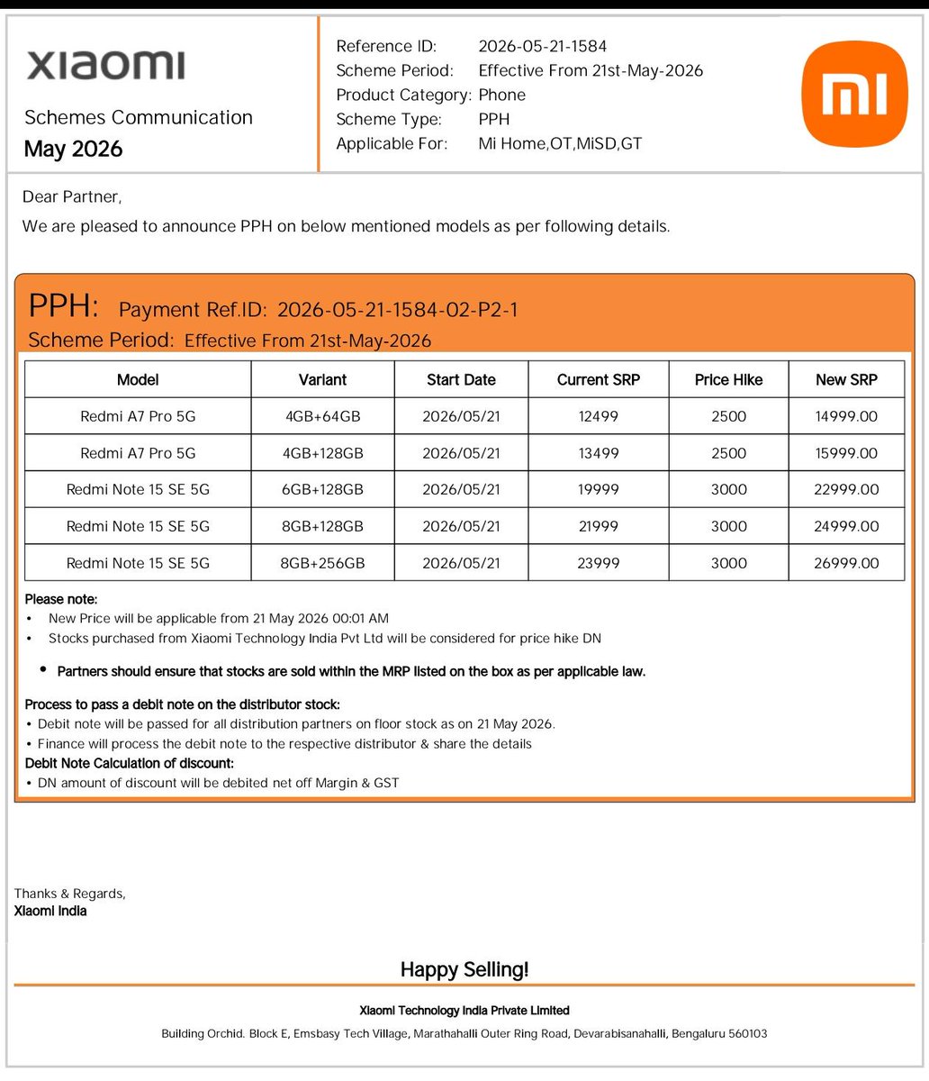 Mukeshsingh95's tweet photo. @XiaomiIndia  Redmi A7 pro 5G and Redmi Note 15 SE 5G price hike upto 3000. https://t.co/X3UDxUSJAz