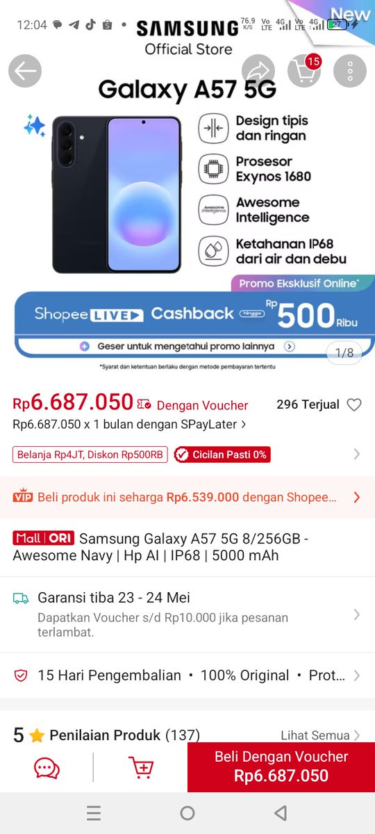 donipriambodo's tweet photo. @ShopeeID @samsungID Desain slim &amp; performa kuat Exynos 1680 di Galaxy A57 5G, jadi bebas Explore Cross Passion Mission &amp; ngelakuin banyak hal yang aku suka #GalaxyA57withShopee https://t.co/l01yvSM17c