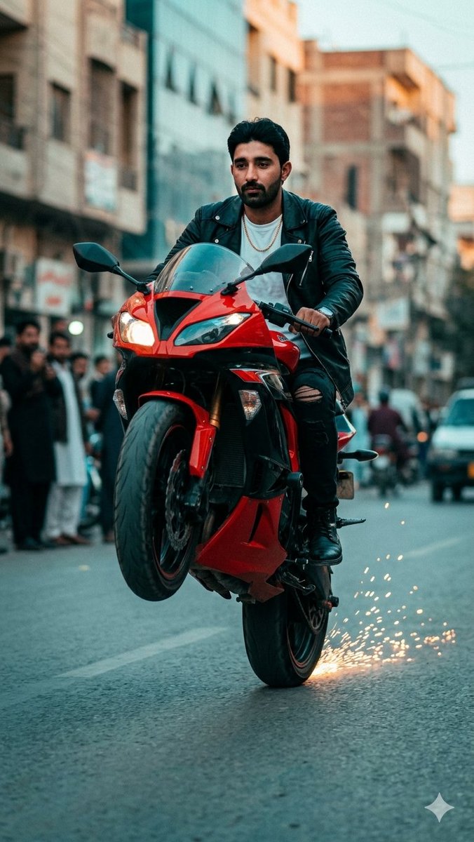 Sport Motorcycle Wheelie Street Photo