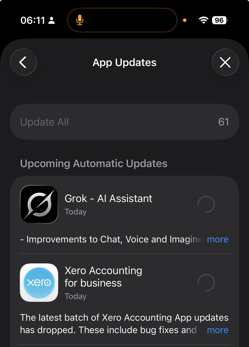 Josh1C's tweet photo. When will @apple get this right? 

I have auto updates enabled, I go into the app “11 updates available” o then refresh “61 updates available” so I update them myself. 

When “auto” isn’t “auto”. https://t.co/cfqqd8djkG